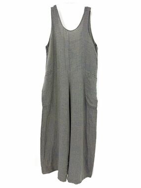 FLAX One-piece Sleeveless Lagenlook Drop Crotch Jumpsuit Romper Overalls Sz S